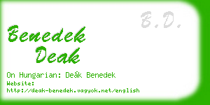 benedek deak business card